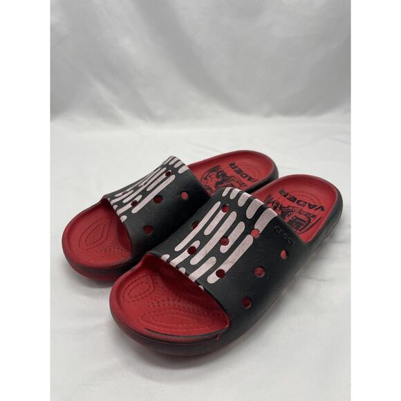 Crocs X Star Wars Darth Vader Unisex Size M5 W7 Black Red Slide Sandals - Picture 1 of 10